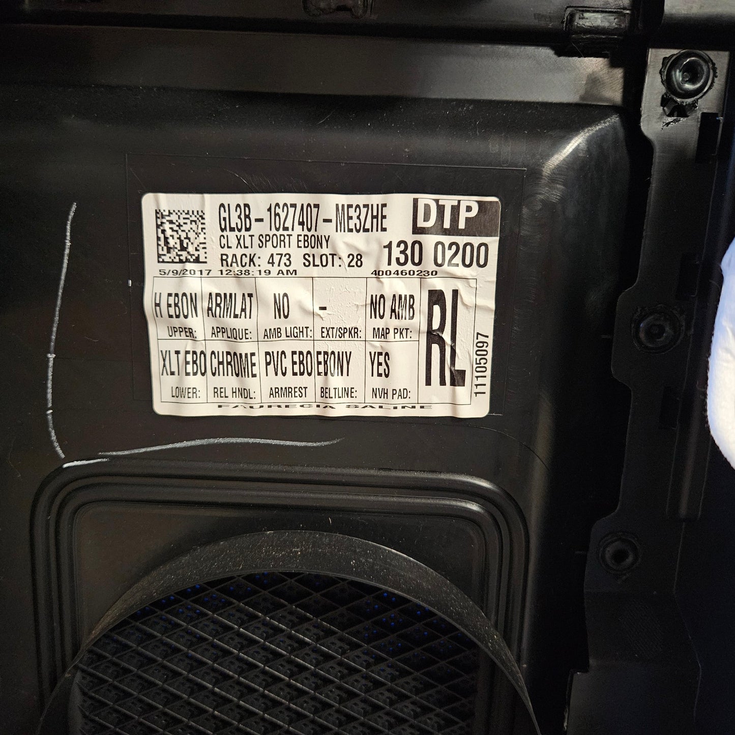 2015-2020 FORD F150 SUPERCREW REAR LEFT DRIVER DOOR PANEL BLACK SPORT 3078