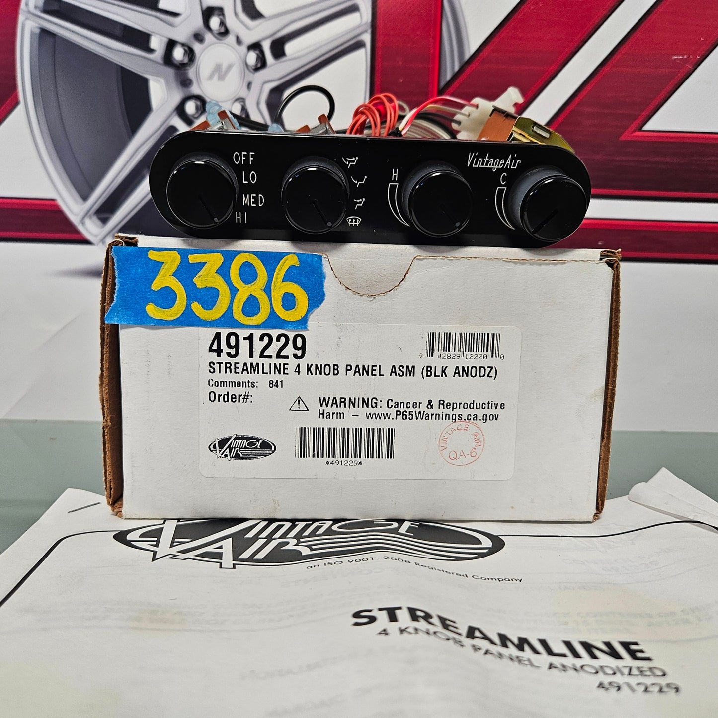 VINTAGE AIR 491229 GEN II STREAMLINE 4-KNB CONTROL PANEN BLACK #3386