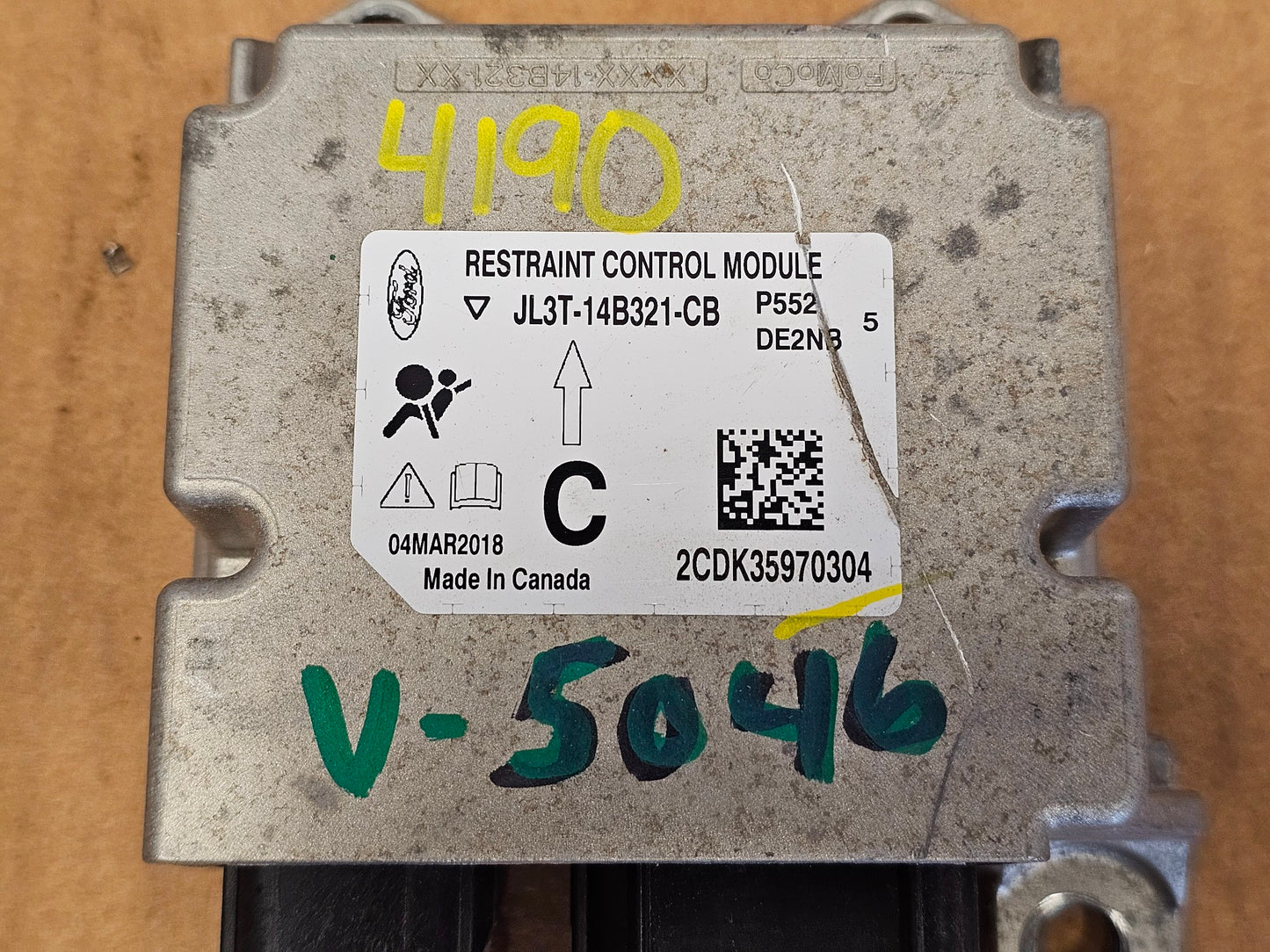 2018 2019 2020 FORD F150 SRS CONTROL MODULE COMPUTER OEM JL3T-14B321-CB  #4195