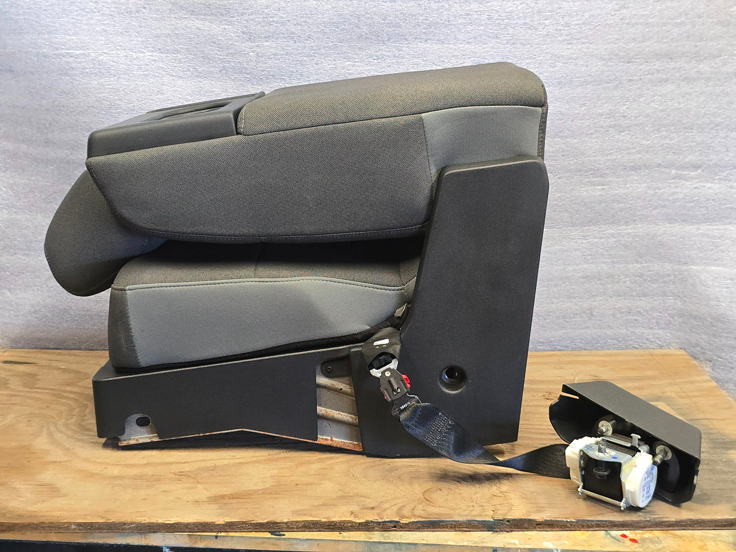 2015-2025 FORD F150 F250 F350 CENTER CONSOLE BENCH JUMP SEAT GREY CLOTH #4436