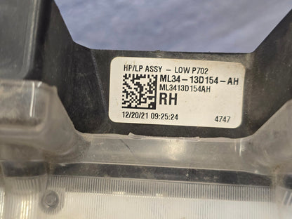 2021-2023 FORD F150 RIGHT PASSENGER HEADLIGHT HALOGEN XL STX 2022 #4446