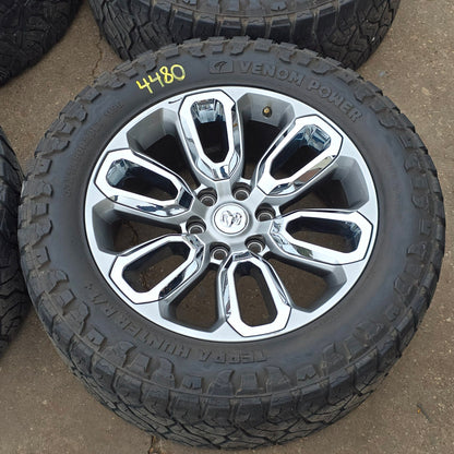 2019-2023 20" RAM 1500 SILVER W/ CHROME INSERT WHEELS AND TIRES #4480