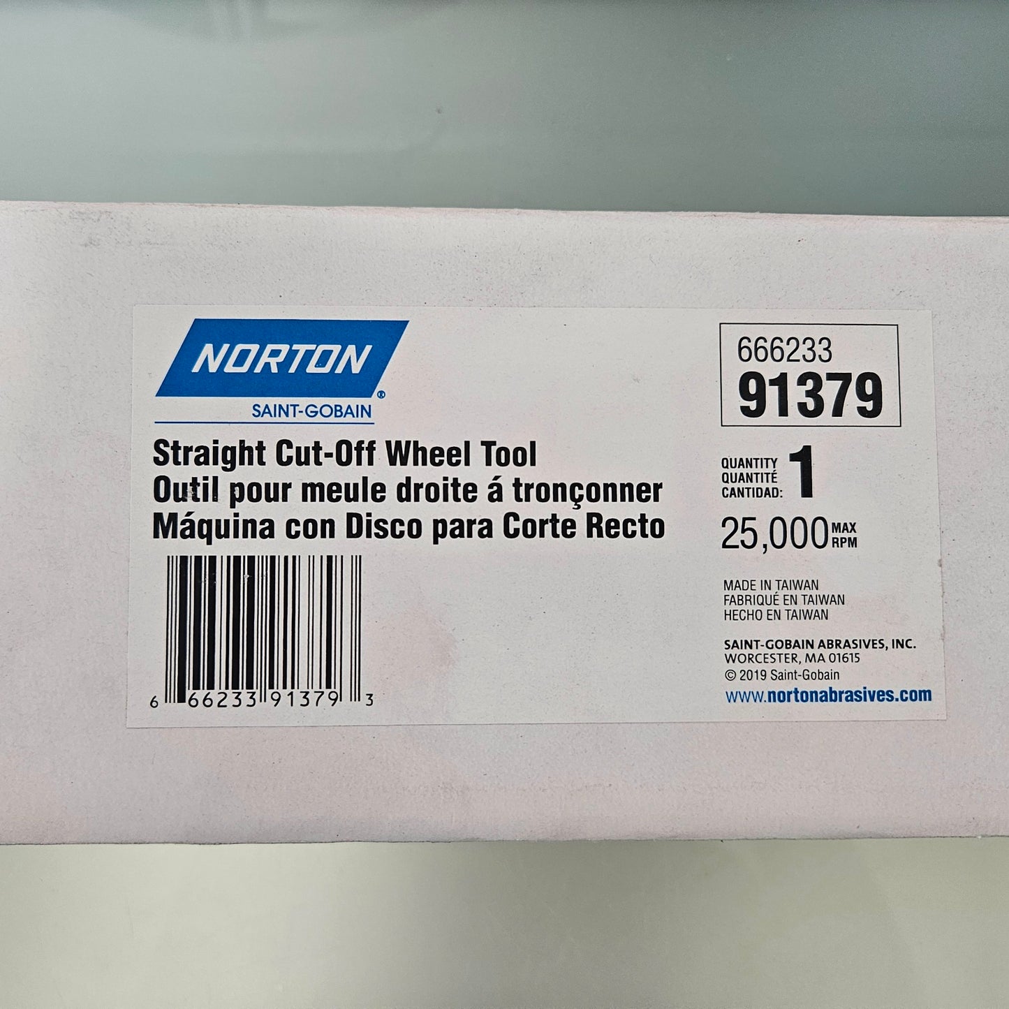 NORTON 91379 STRAIGHT CUT-OFF WHEEL AIR TOOL  #3385