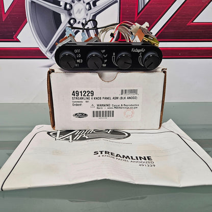 VINTAGE AIR 491229 GEN II STREAMLINE 4-KNB CONTROL PANEN BLACK  #3386
