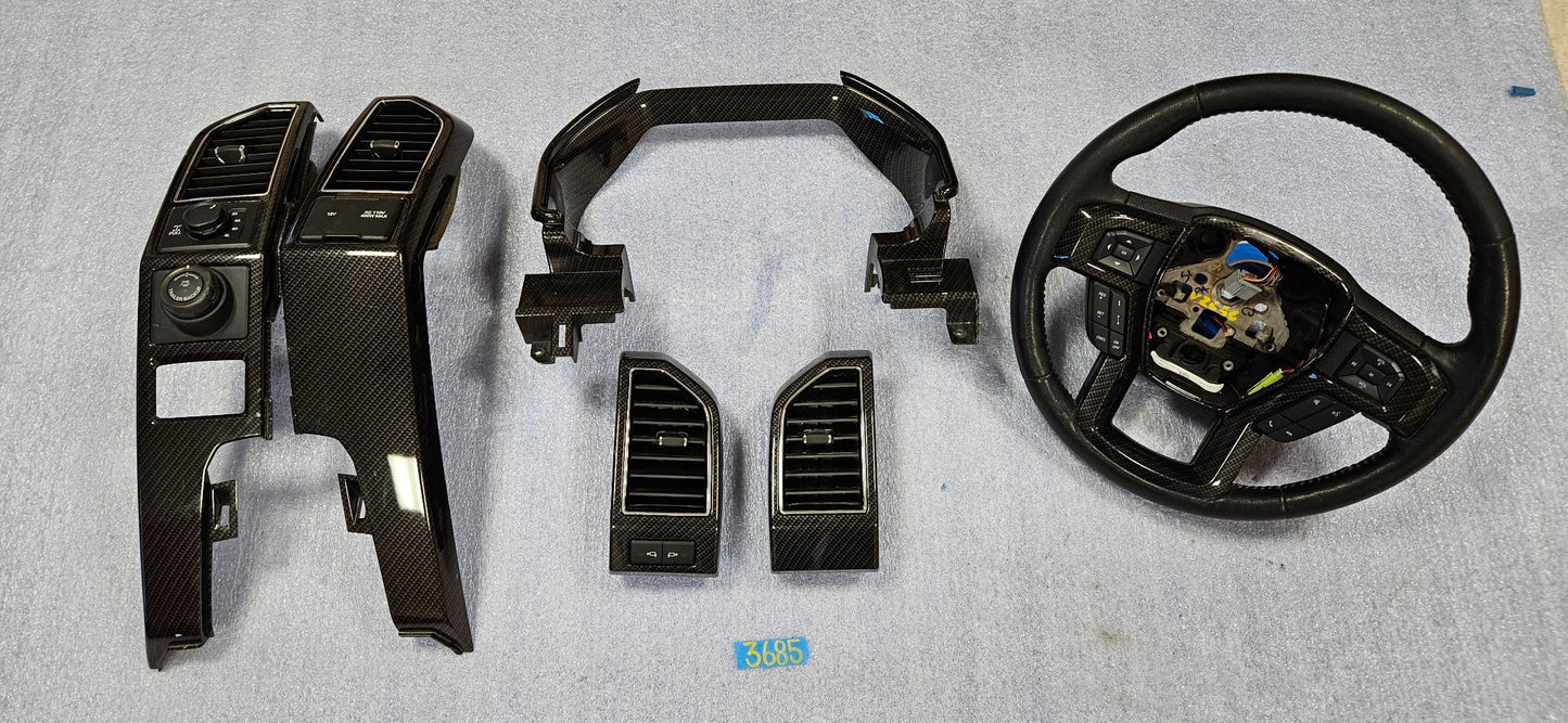2015-2020 FORD F150 STEERING WHEEL DASH BEZEL AIR VENT TRIM CARBON FIBER  #3685