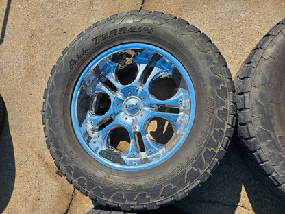 20" BZO CHROME WHEELS & NITTO TIRES CHEVY SILVERADO TAHOE GMC SIERRA #2006