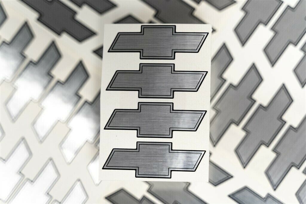 4 CHEVY TAHOE SILVERADO CENTER CAP LOGOS SILVER BOWTIE DECALS VINYL 20 22 WHEELS