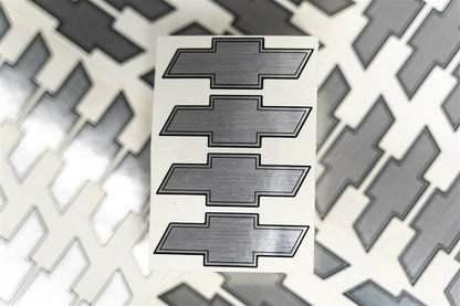 4 CHEVY TAHOE SILVERADO CENTER CAP LOGOS SILVER BOWTIE DECALS VINYL 20 22 WHEELS