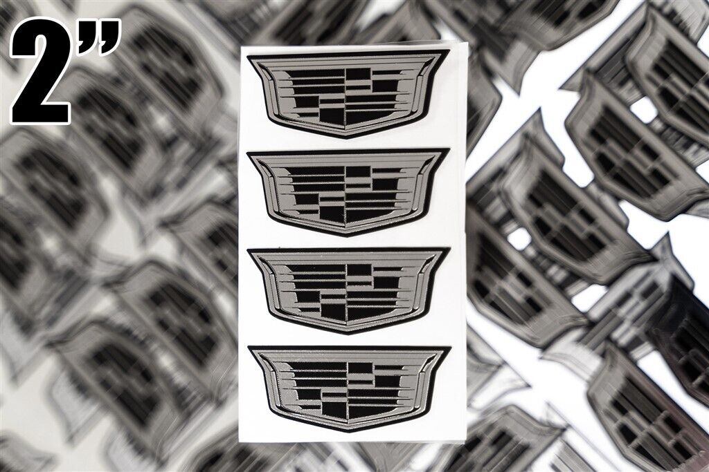 4 CADILLAC ESCALADE CTS ATS 2" BLACK CENTER CAP LOGOS DECALS VINYL 20 22 WHEELS