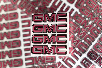 4 GMC SIERRA YUKON 1500 CENTER CAP LOGOS RED CHROME DECALS STICKERS 20 22 WHEELS