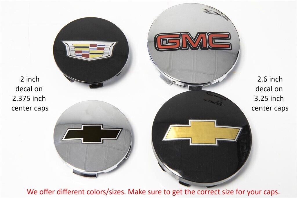 4 GMC SIERRA YUKON 1500 CENTER CAP LOGOS RED CHROME DECALS STICKERS 20 22 WHEELS