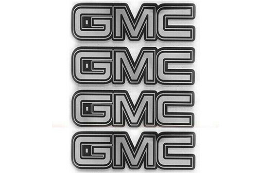 4 GMC YUKON SIERRA CENTER CAP LOGOS CHROME SILVER DECALS VINYL 18 20 22 WHEELS