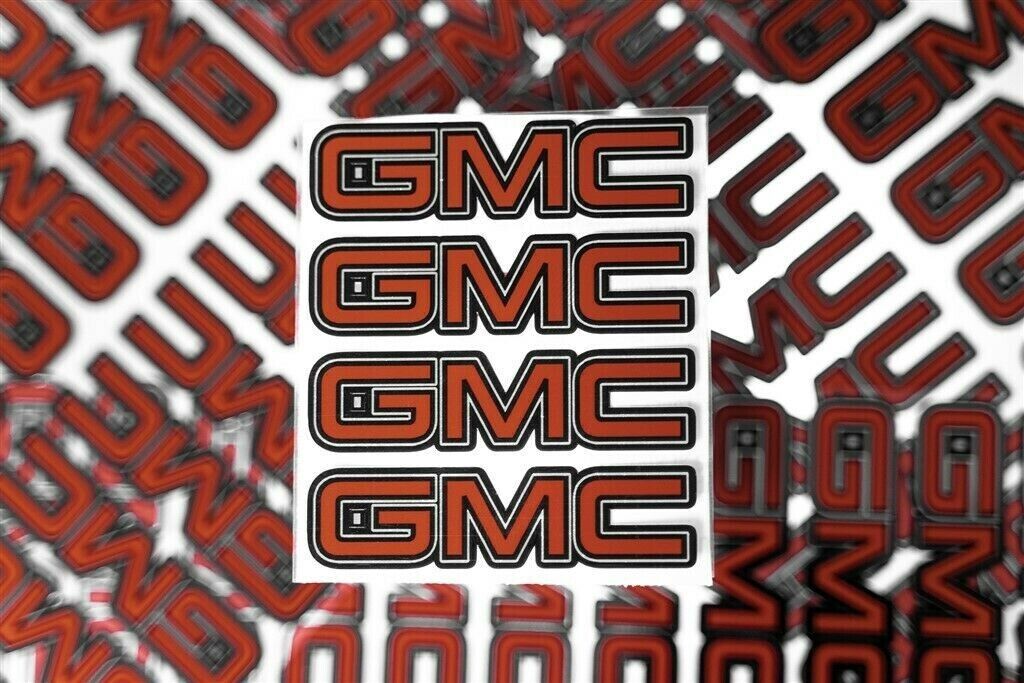 4 GMC SIERRA YUKON 2500 CENTER CAP LOGOS RED DECALS VINYL STICKERS 20 22 WHEELS