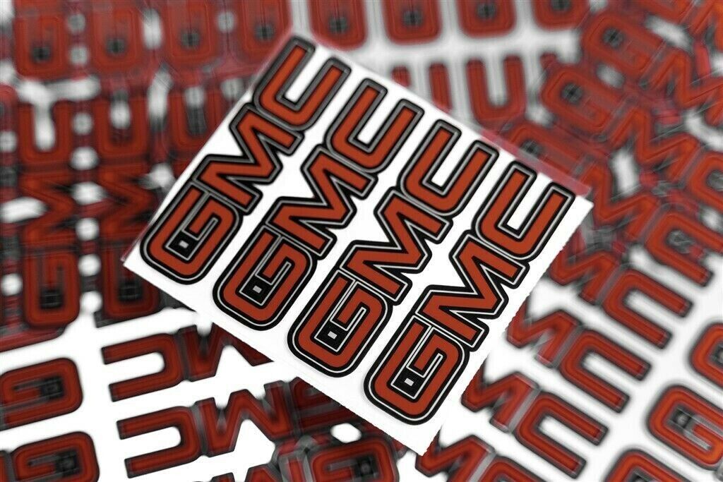 4 GMC SIERRA YUKON 2500 CENTER CAP LOGOS RED DECALS VINYL STICKERS 20 22 WHEELS