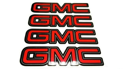 4 GMC SIERRA YUKON 2500 CENTER CAP LOGOS RED DECALS VINYL STICKERS 20 22 WHEELS