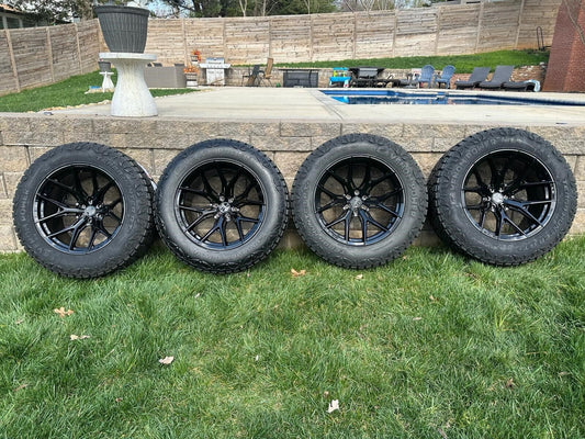 22x12 VOSSEN HF6-4 GLOSS BLACK WHEELS RAM TRX CHEVY SILVERADO GMC SIERRA #9036