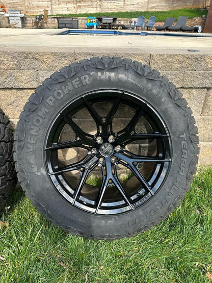 22x12 VOSSEN HF6-4 GLOSS BLACK WHEELS RAM TRX CHEVY SILVERADO GMC SIERRA #9036
