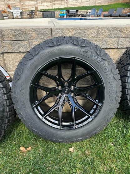 22x12 VOSSEN HF6-4 GLOSS BLACK WHEELS RAM TRX CHEVY SILVERADO GMC SIERRA #9036