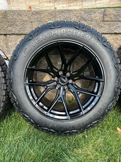 22x12 VOSSEN HF6-4 GLOSS BLACK WHEELS RAM TRX CHEVY SILVERADO GMC SIERRA #9036