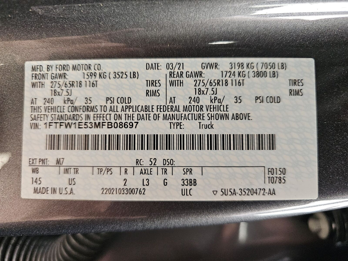2021 FORD F150 5.0 V8 COYOTE ENGINE 4x4 10 10R80 TRANSMISSION- MUSTANG 20 22 23