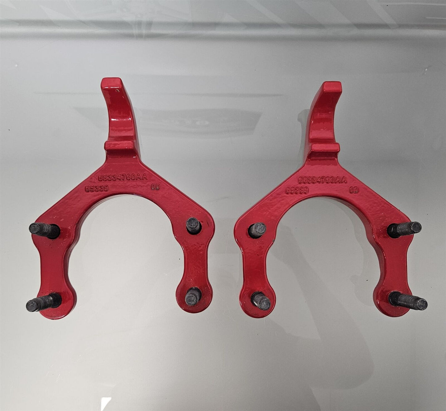 2018-2024 JEEP WRANGLER GLADIATOR FRONT BUMPER TOW HOOKS RED 68334760AA