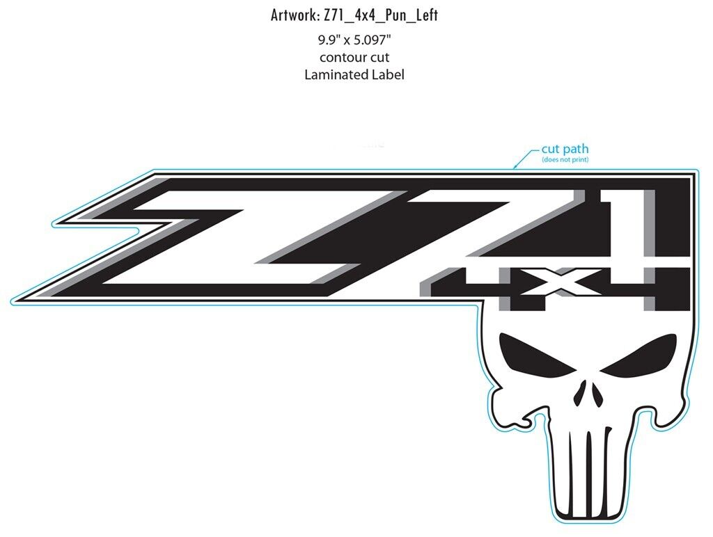 CHEVY Z71 WHITE PUNISHER 4X4 OFF ROAD SILVERADO CHEVOLET GMC SIERRA USA DECAL US