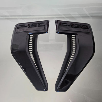 21-25 F150 XLT FENDER VENT BADGE LEFT RIGHT SET BLACK SPORT APPEARANCE #38961