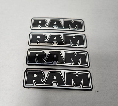 4-2.3" DODGE RAM CENTER CAP LOGOS BLACK DECAL VINYL 1500 2500 35003