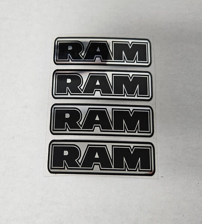 4-2.3" DODGE RAM CENTER CAP LOGOS BLACK DECAL VINYL 1500 2500 35002