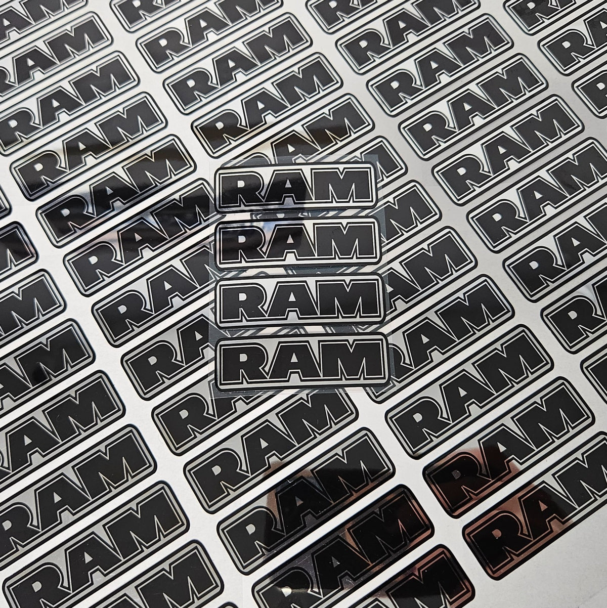 4-2.3" DODGE RAM CENTER CAP LOGOS BLACK DECAL VINYL 1500 2500 35000