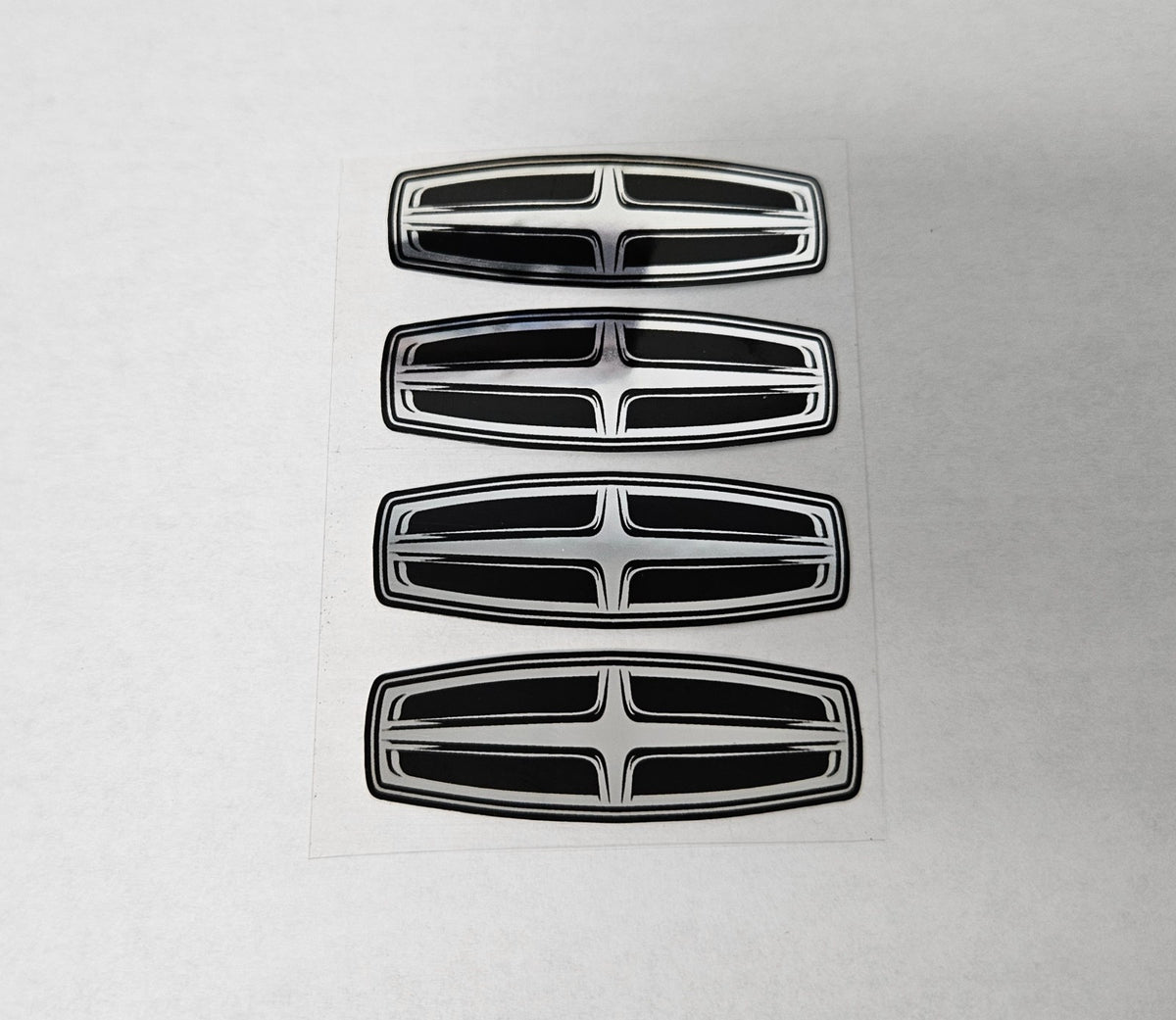 4) 2.3" LINCOLN CENTER CAP BLACK CHROME DECAL VINYL NAVIGATOR NATILUS AVIATOR1